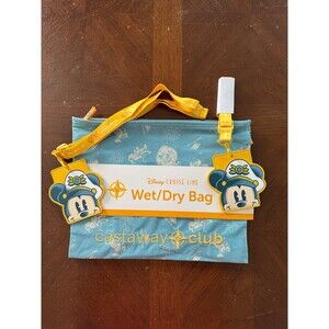 Disney Cruise line cast away club Wet dry bag & 2- Mickey Gold Lanyards